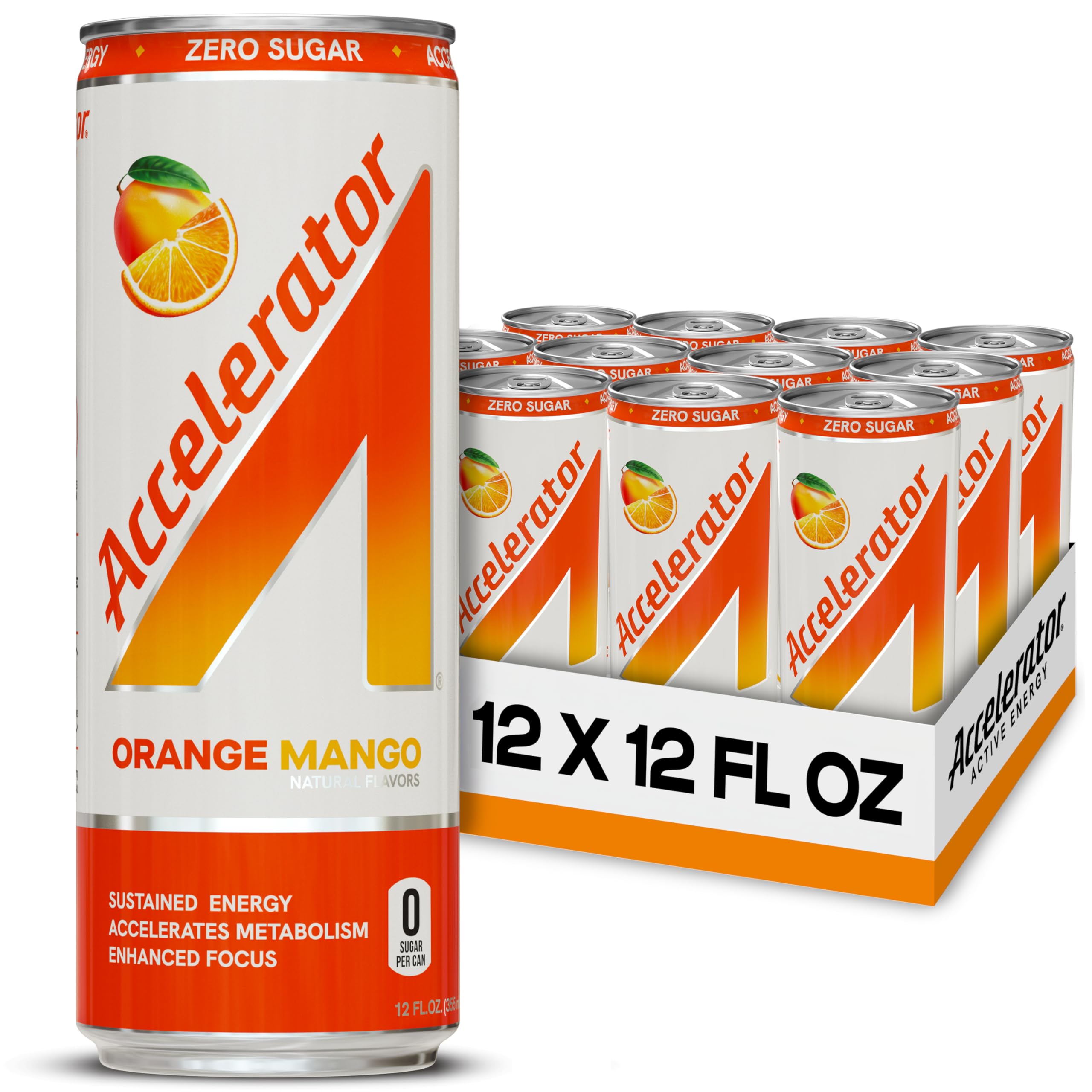 Amazon.com : Accelerator Energy Drink, Orange Mango 12oz can (12